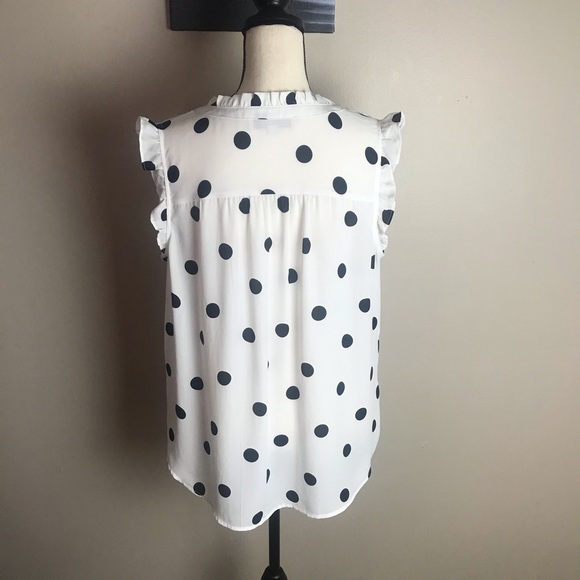 LOFT POLKA DOT SLEEVLESS BLOUSE - Picture 2 of 8